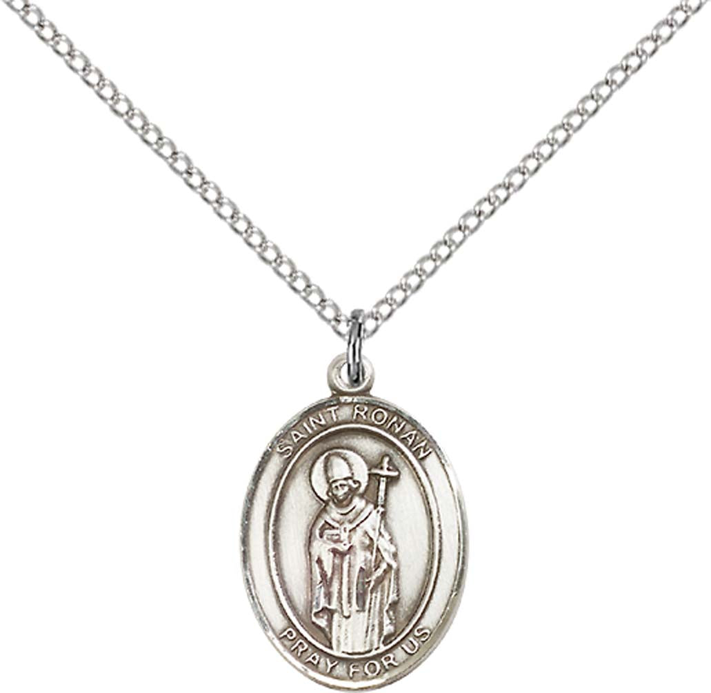 Sterling Silver St. Ronan Pendant with 18 inch Sterling Silver Light Curb Chain - Medium