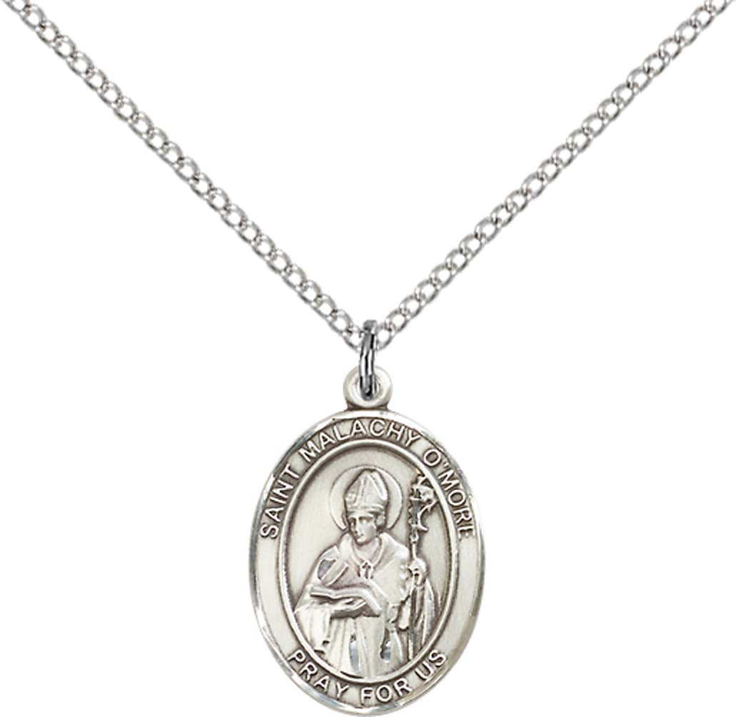 Sterling Silver St. Malachy O'More Pendant with 18 inch Sterling Silver Light Curb Chain - Medium