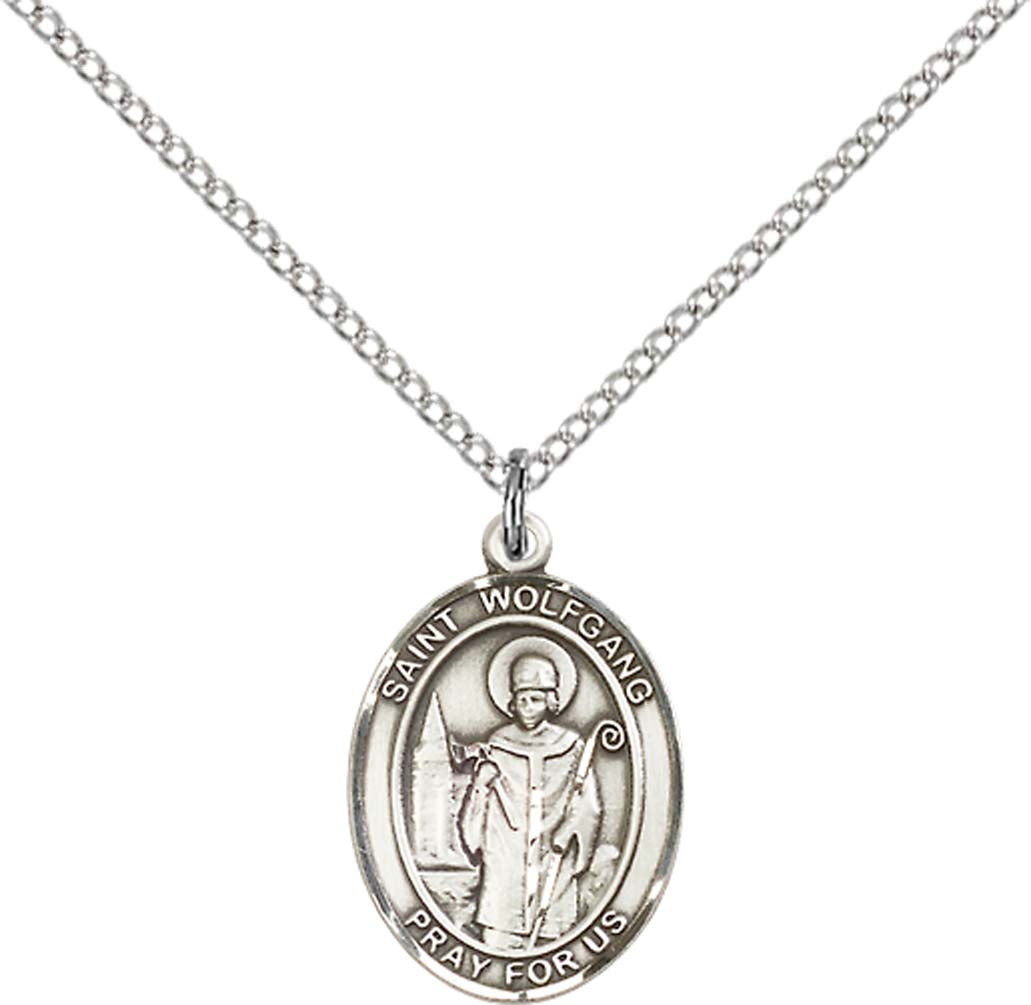 Sterling Silver St. Wolfgang Pendant with 18 inch Sterling Silver Light Curb Chain - Medium