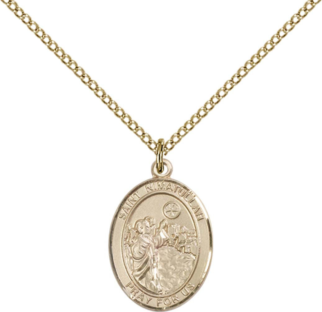 14kt Gold Filled St. Nimatullah Pendant with 18 inch Gold Filled Light Curb Chain