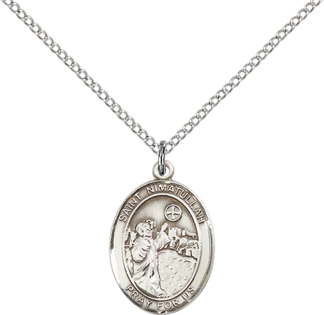 Sterling Silver St. Nimatullah Pendant with 18 inch Sterling Silver Light Curb Chain