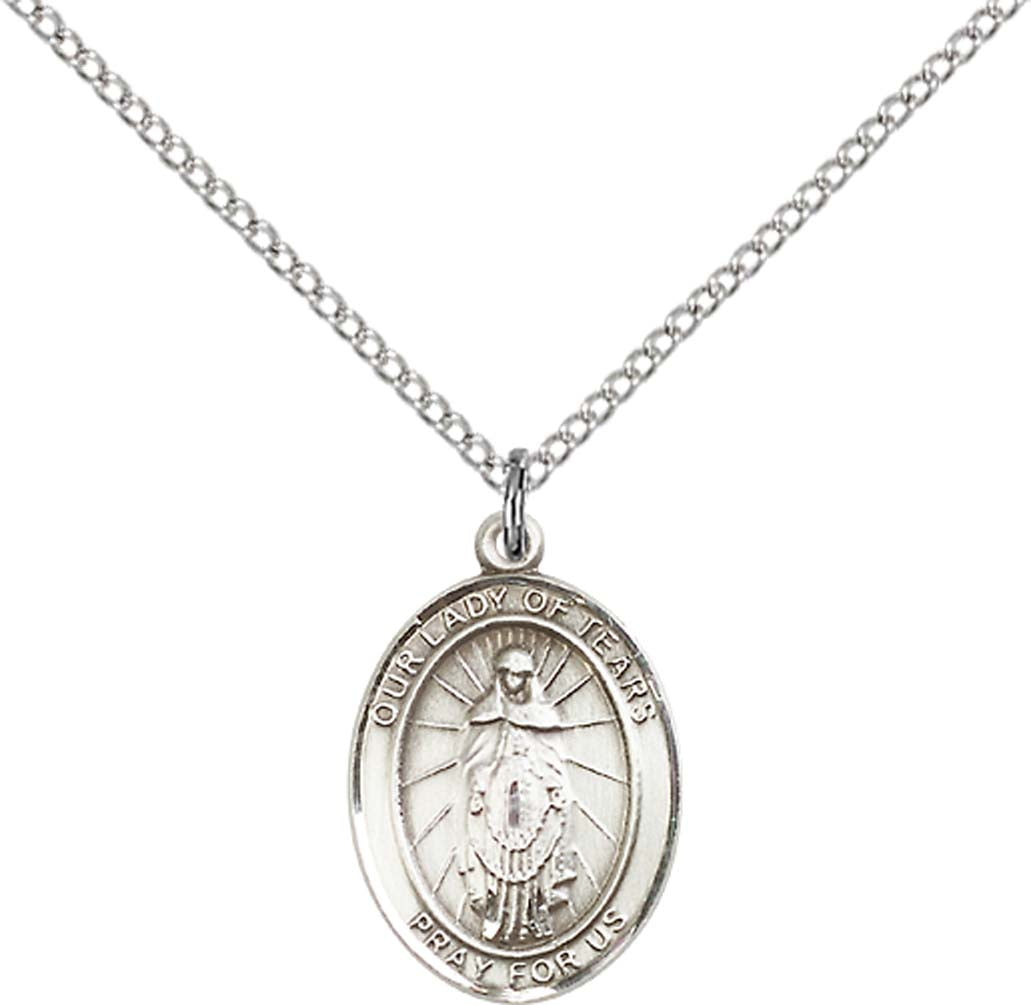 Sterling Silver O/L of Tears Pendant with 18 inch Sterling Silver Light Curb Chain