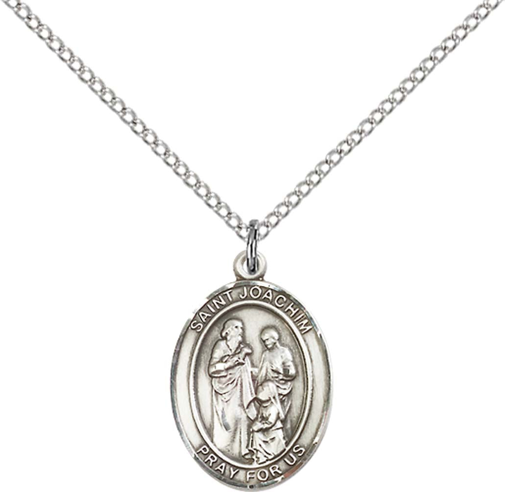 Sterling Silver St. Joachim Pendant with 18 inch Sterling Silver Light Curb Chain - Medium