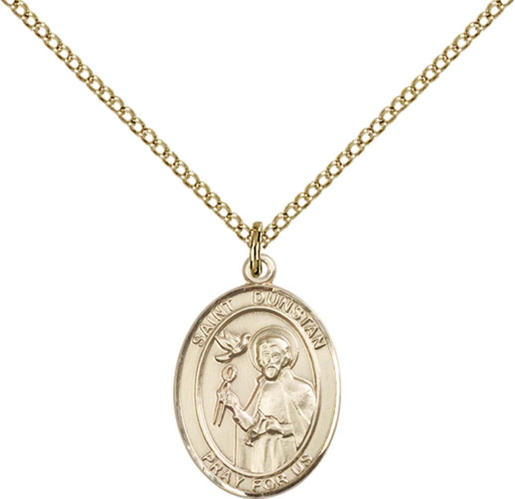 14kt Gold Filled St. Dunstan Pendant with 18 inch Gold Filled Light Curb Chain