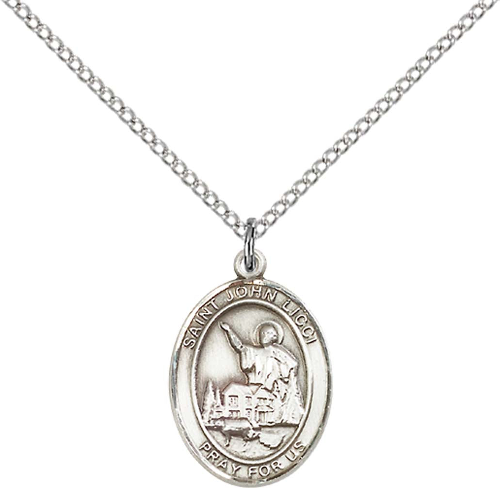 Sterling Silver St. John Licci Pendant with 18 inch Sterling Silver Light Curb Chain - Medium