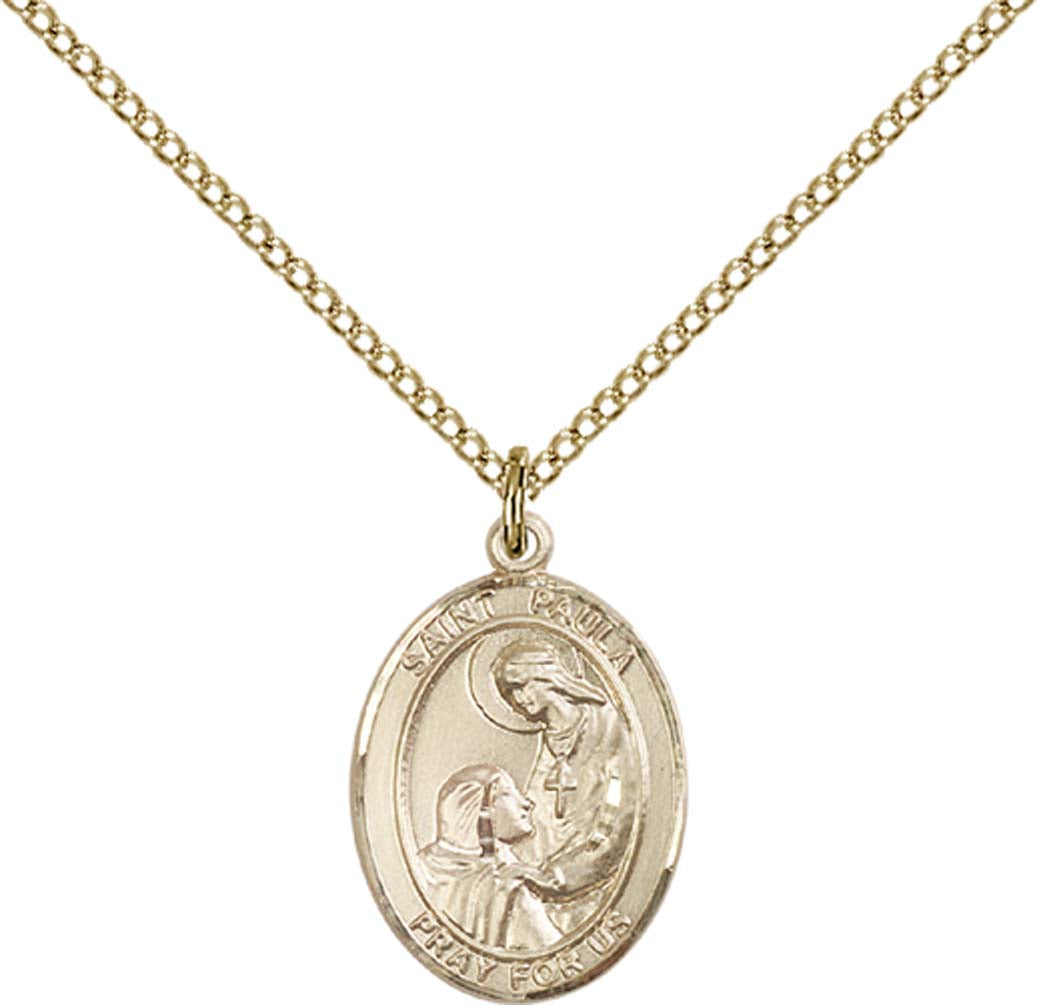 14kt Gold Filled St. Paula Pendant with 18 inch Gold Filled Light Curb Chain