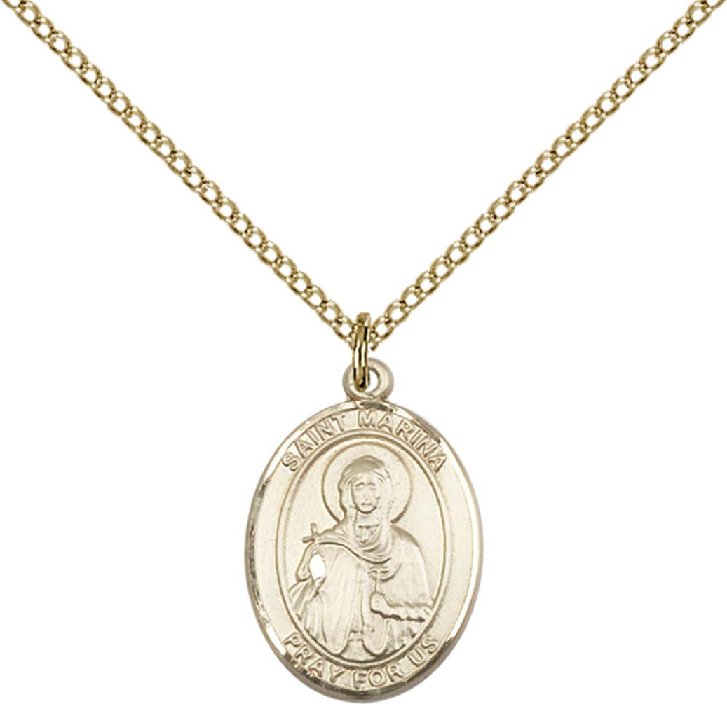 14kt Gold Filled St. Marina Pendant with 18 inch Gold Filled Light Curb Chain