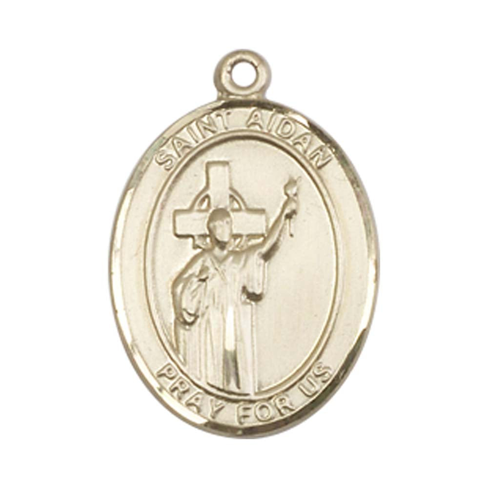 14kt Gold St. Aidan Of Lindesfarne Medal - Medium