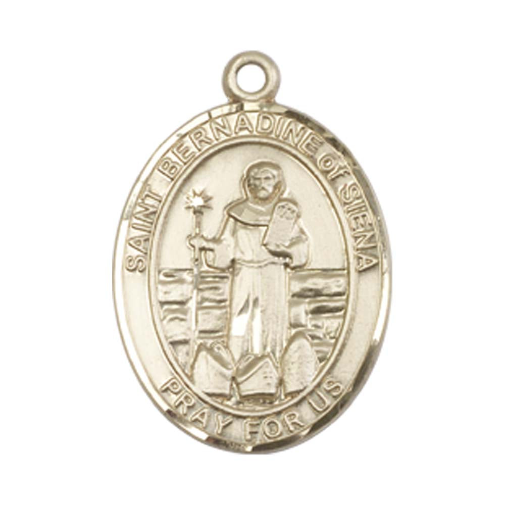 14kt Gold St. Bernadine Of Sienna Medal - Medium