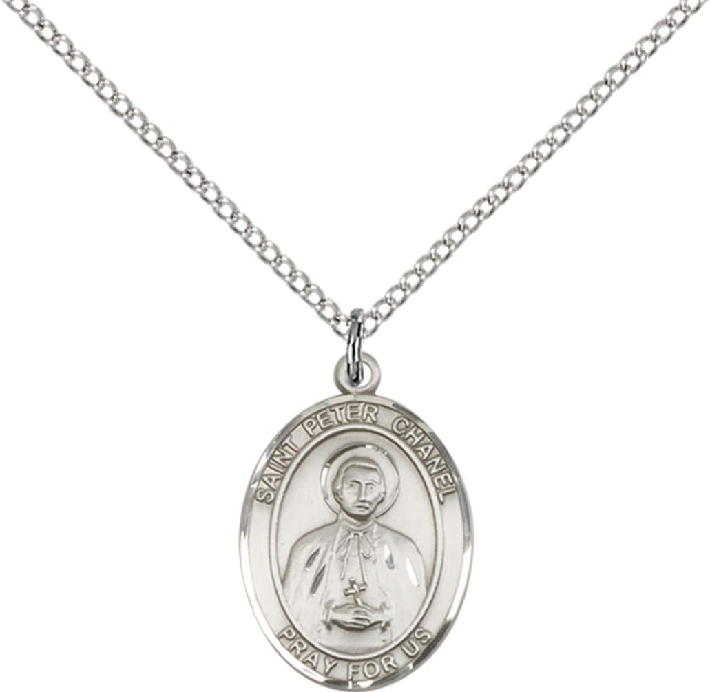 Sterling Silver St. Peter Chanel Pendant with 18 inch Sterling Silver Light Curb Chain