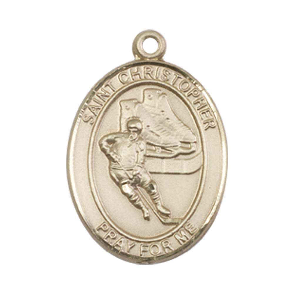 14kt Gold St. Christopher/Hockey Medal - Medium