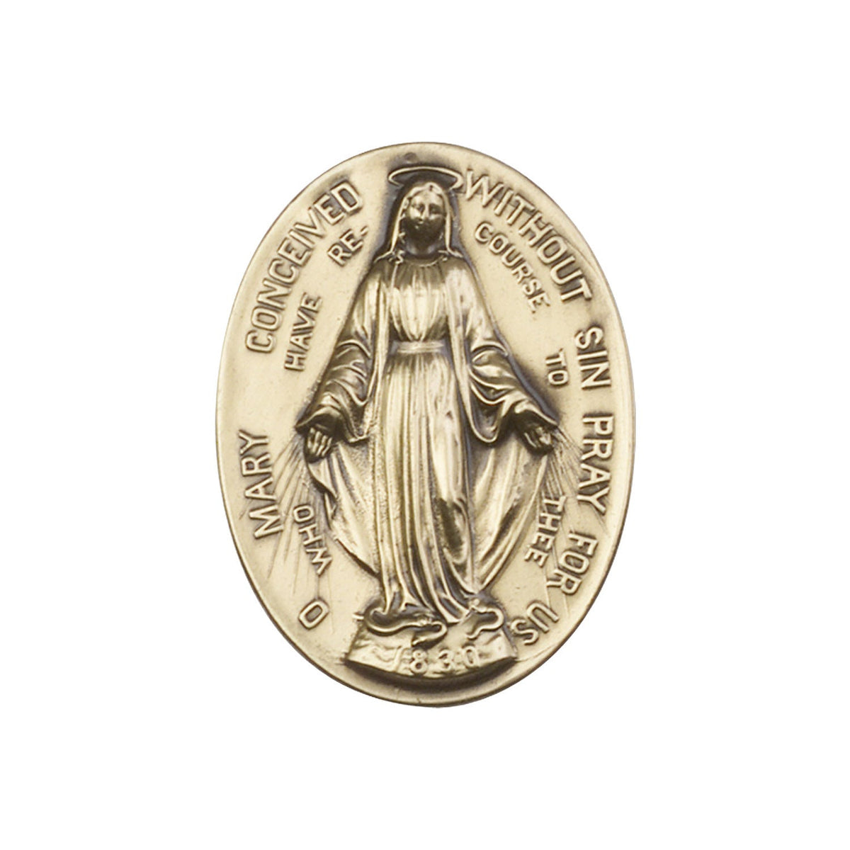 Antique Gold Immaculate Conception Visor Clip - 89-100VG