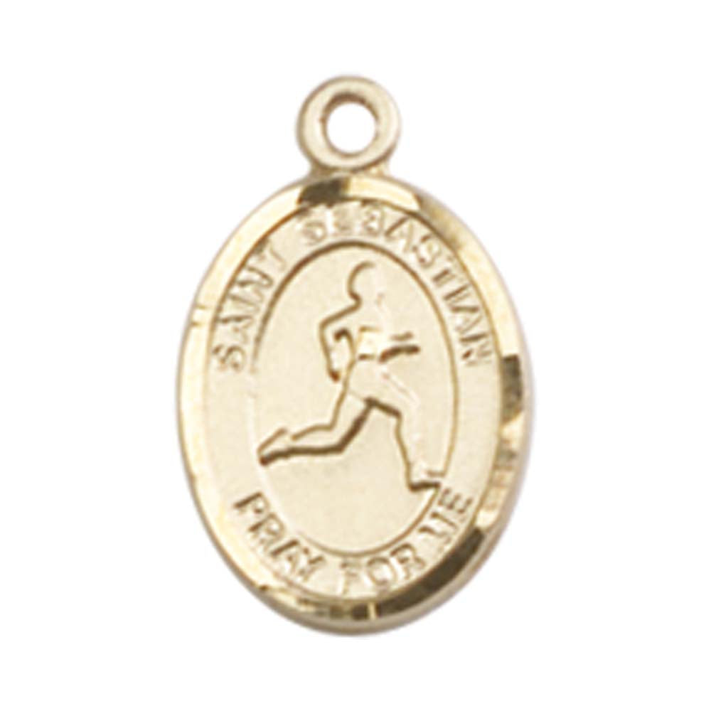 14kt Gold St. Sebastian Medal - Small 14kt Gold Track & Field
