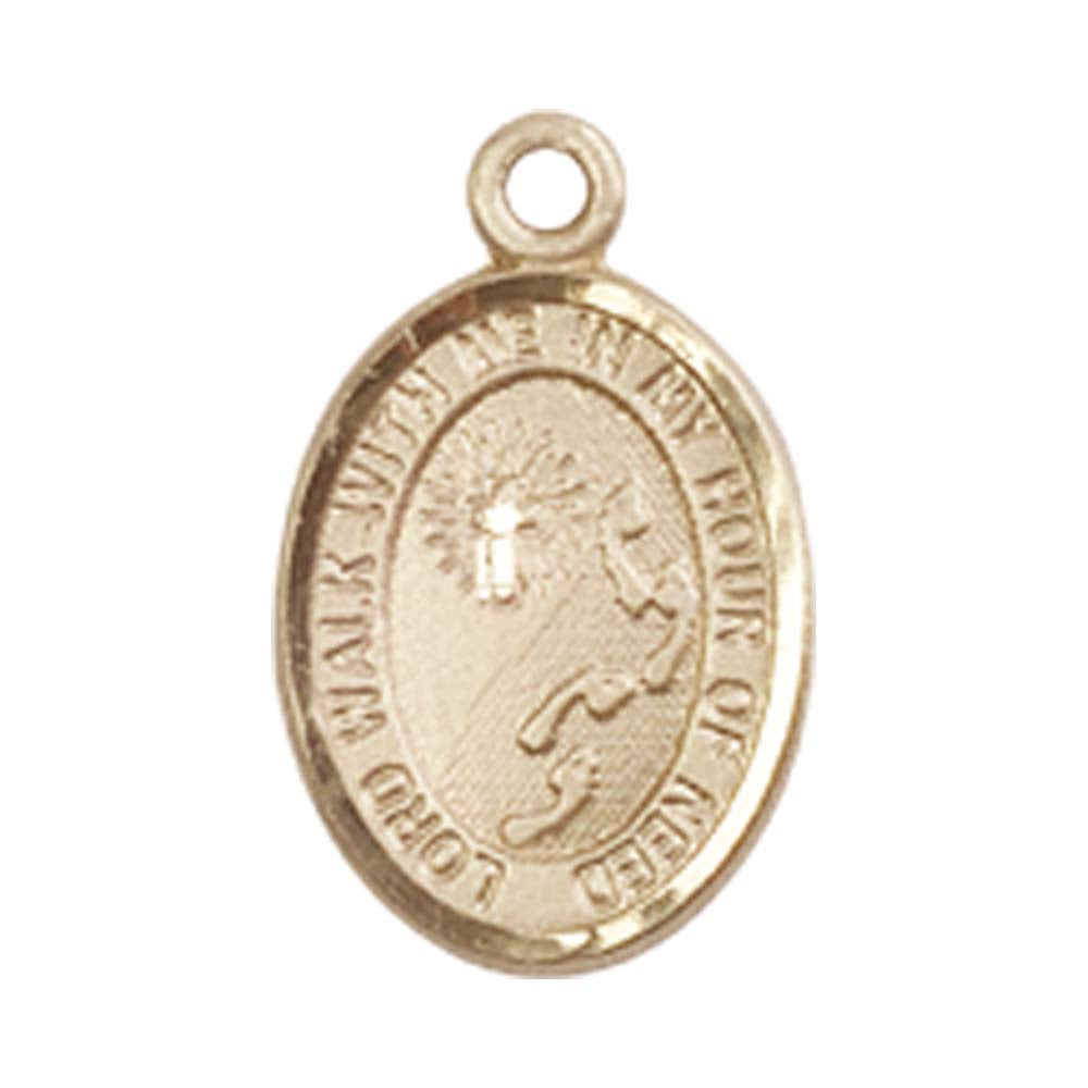 14kt Gold Footprints / Cross Medal - Small