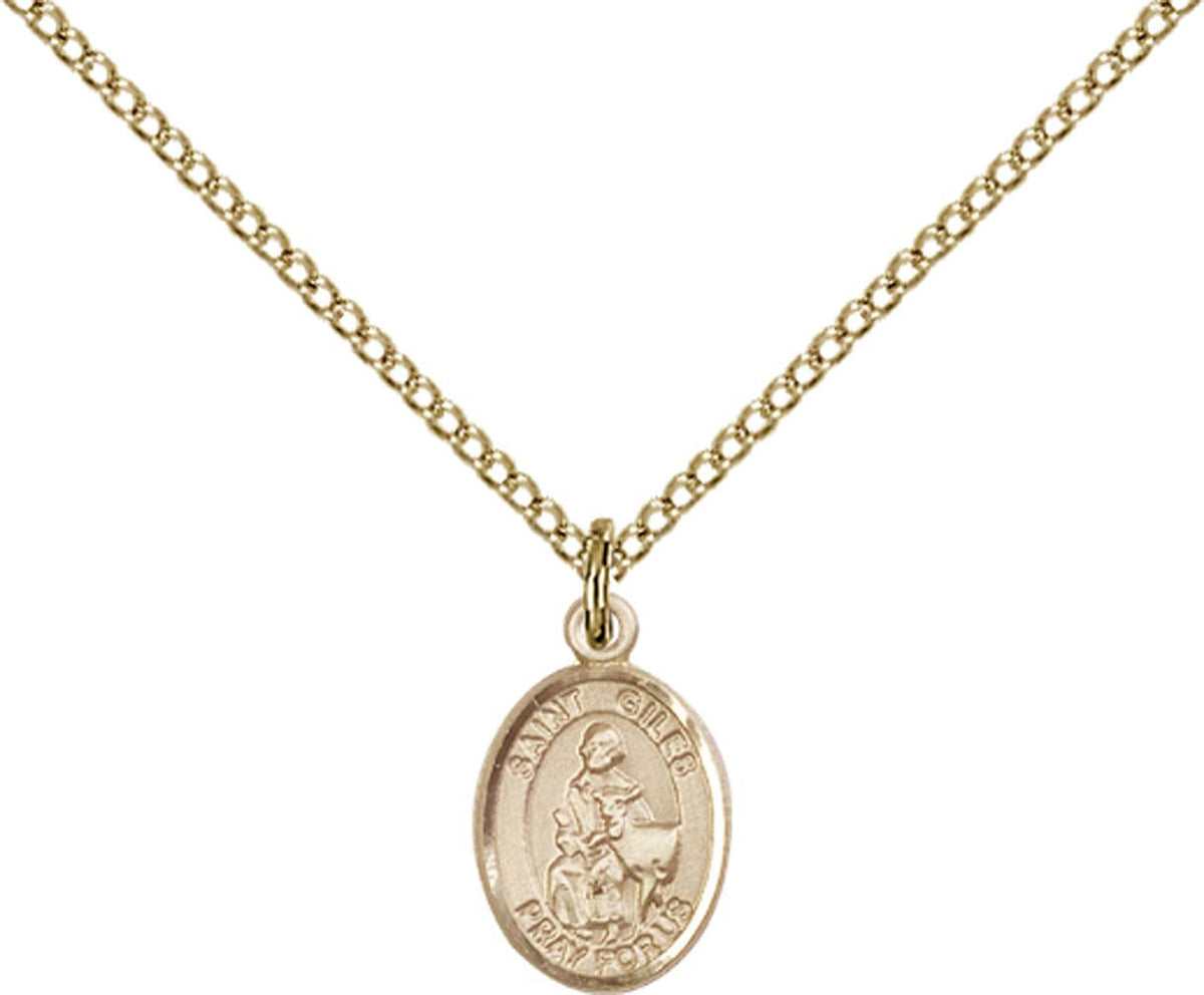 14kt Gold Filled St. Giles Pendant with 18 inch Gold Filled Light Curb Chain - Small