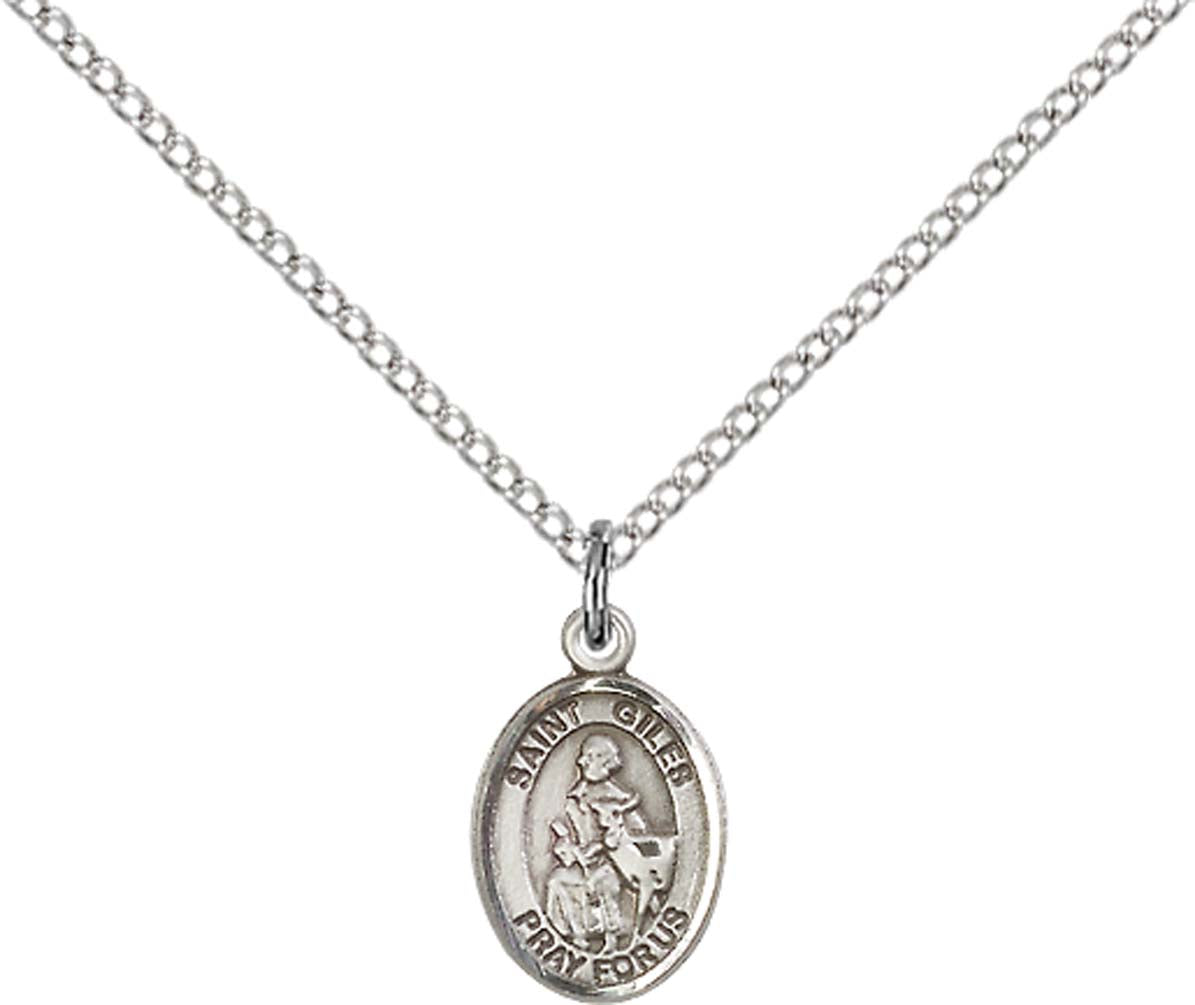 Sterling Silver St. Giles Pendant with 18 inch Sterling Silver Light Curb Chain - Small