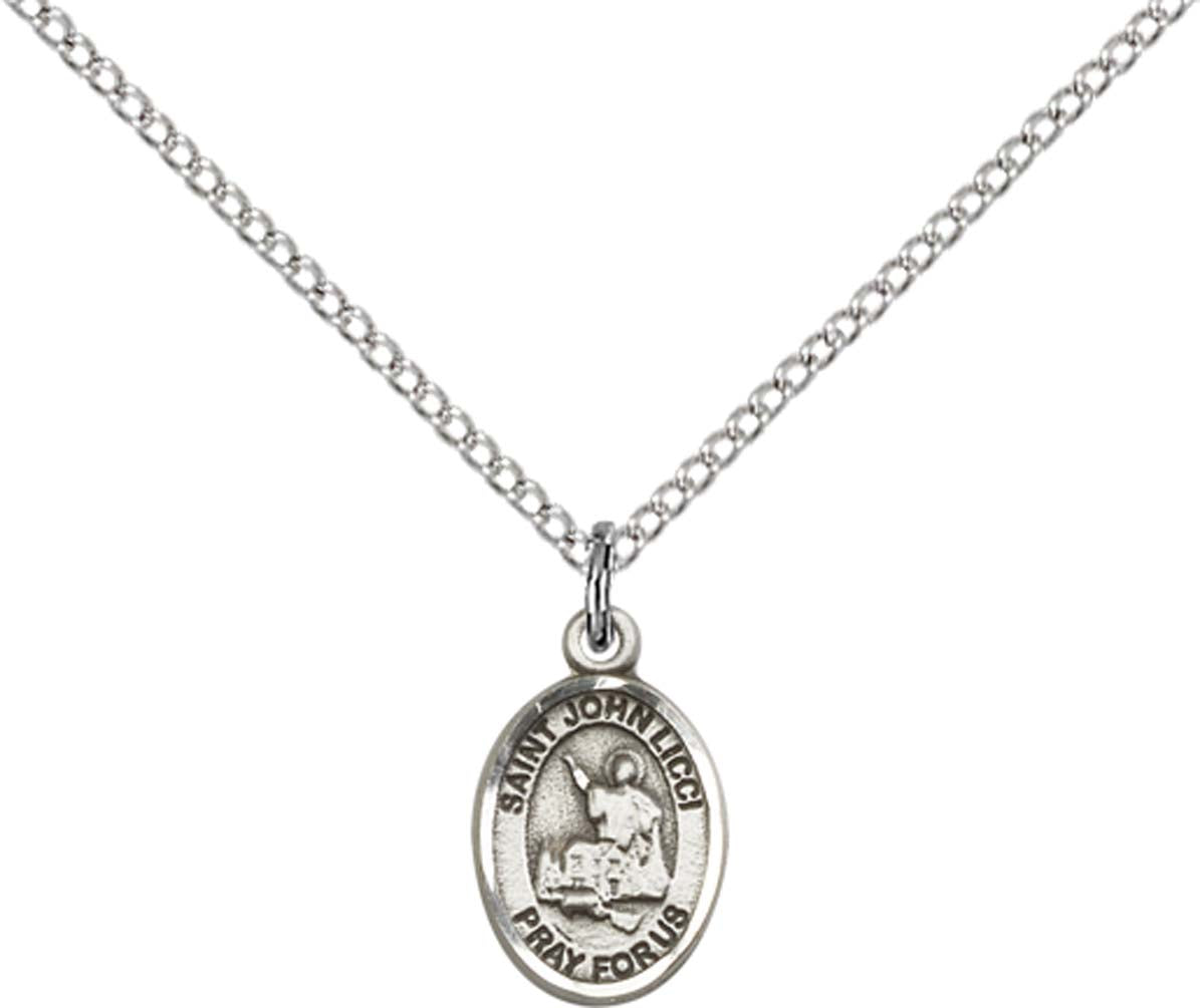 Sterling Silver St. John Licci Pendant with 18 inch Sterling Silver Light Curb Chain - Small