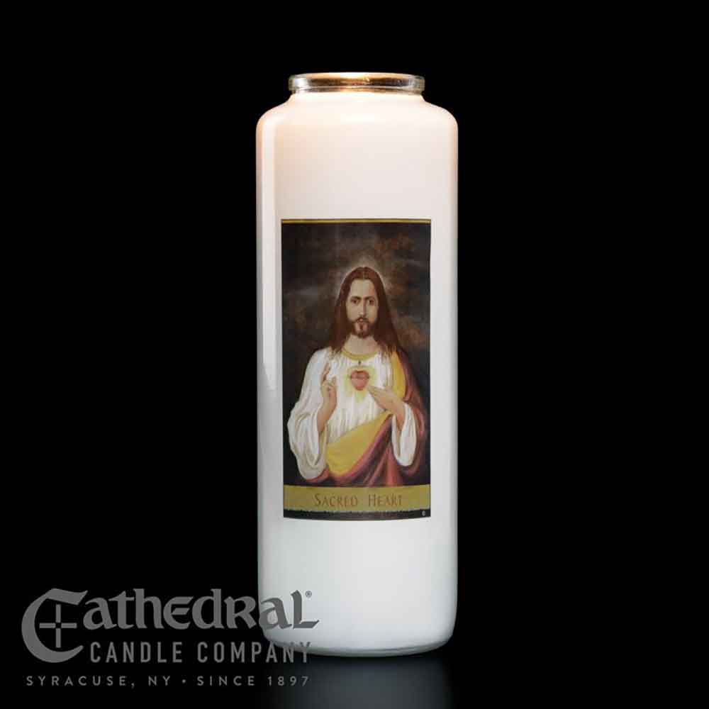 6 Day Sacred Heart Glass Devotional Light