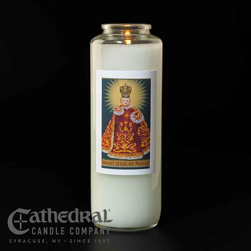 6 Day Infant of Prague Glass Devotional Light