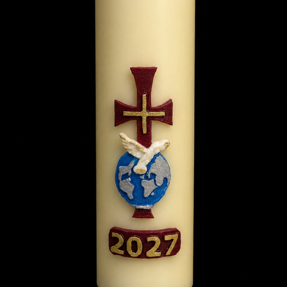 Cross with Dove Home Paschal Candle - 3" x 12"
