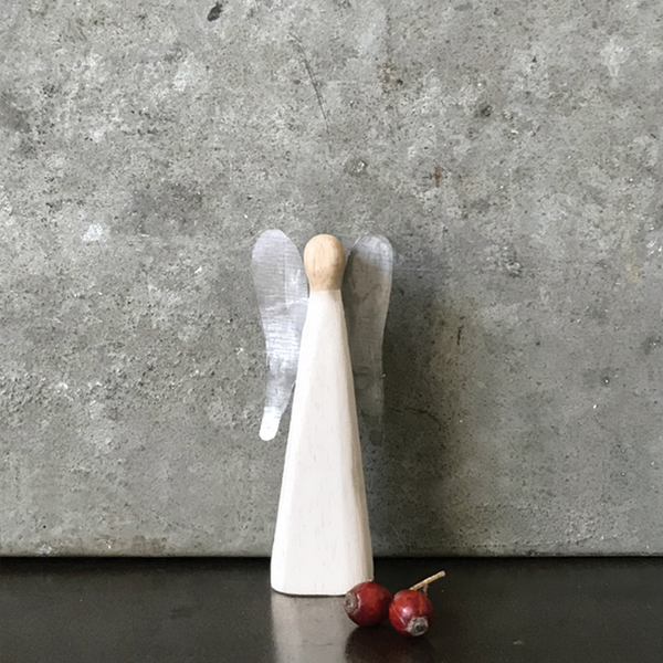 White Angel With Metal Wings - Small
