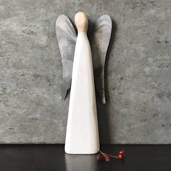 White Angel With Metal Wings - Large