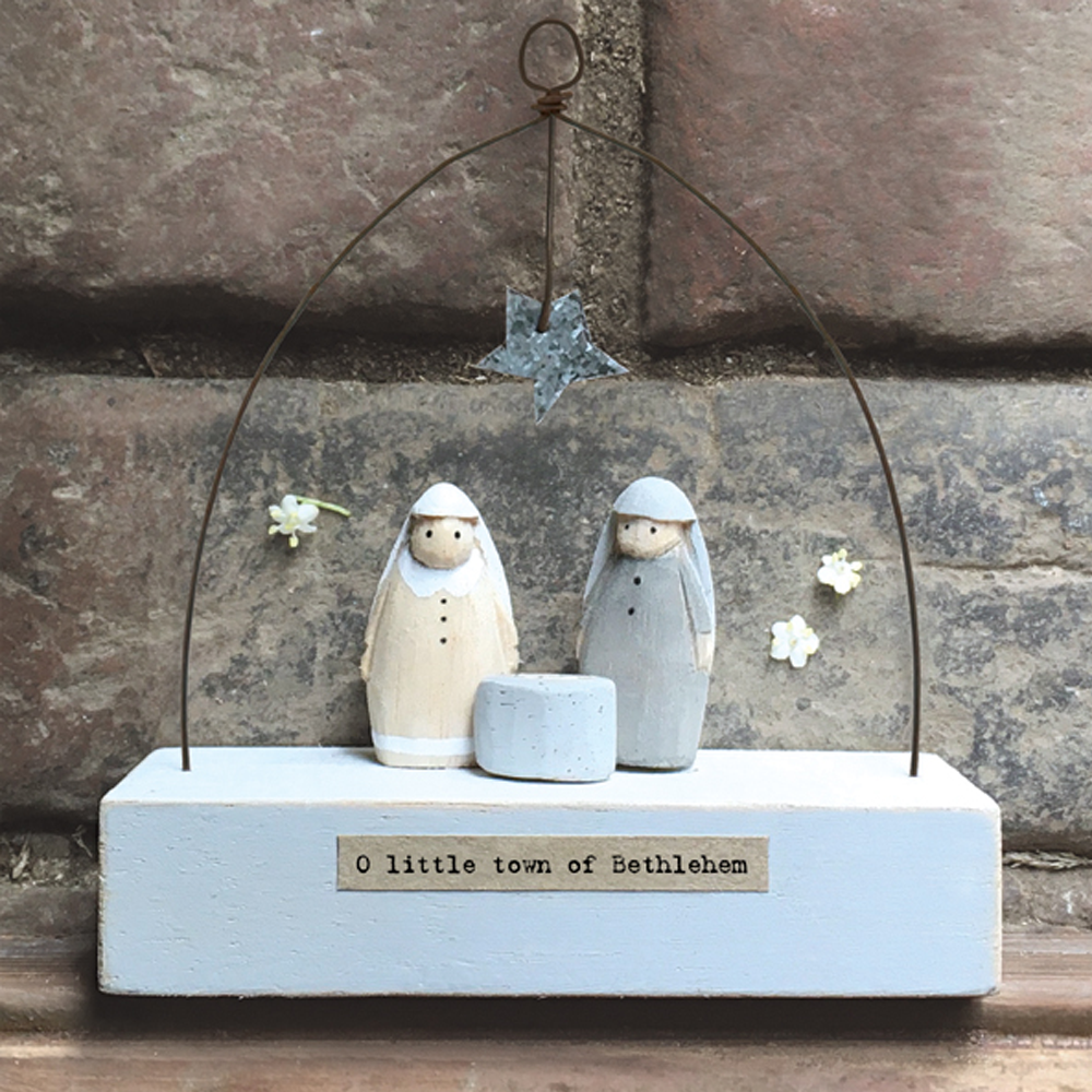 Wooden Nativity Scene O Little Town of Bethlehem