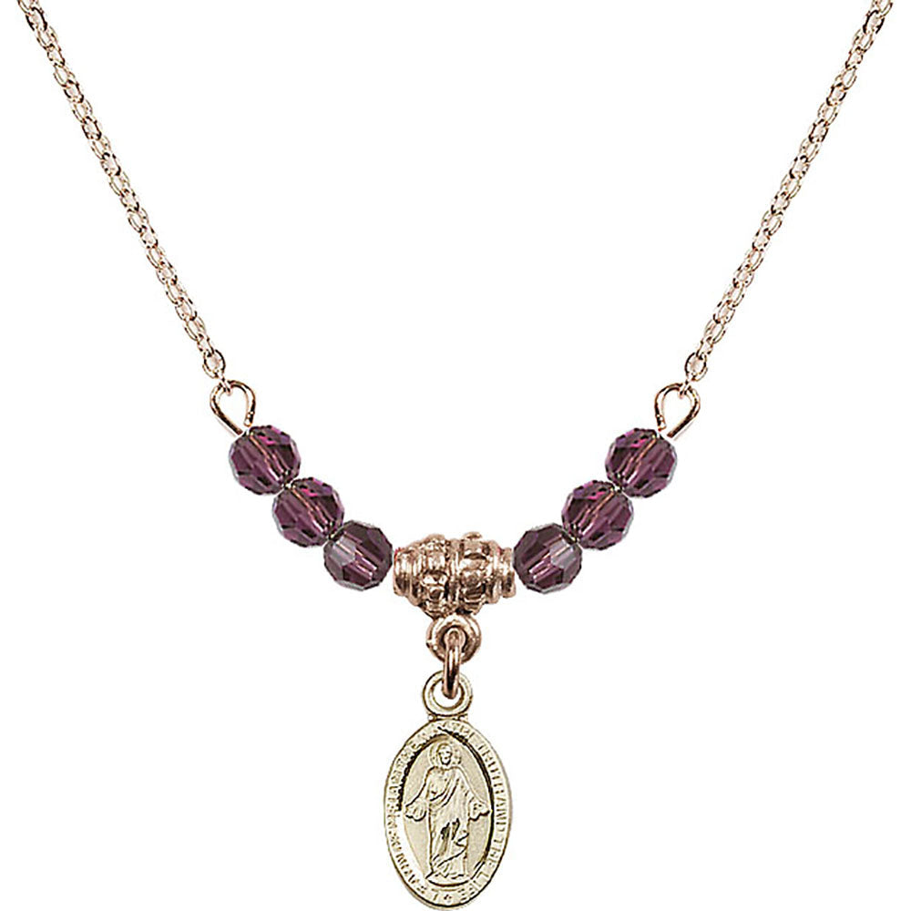 14kt Gold Filled Scapular Birthstone Necklace with Amethyst Beads - 4121