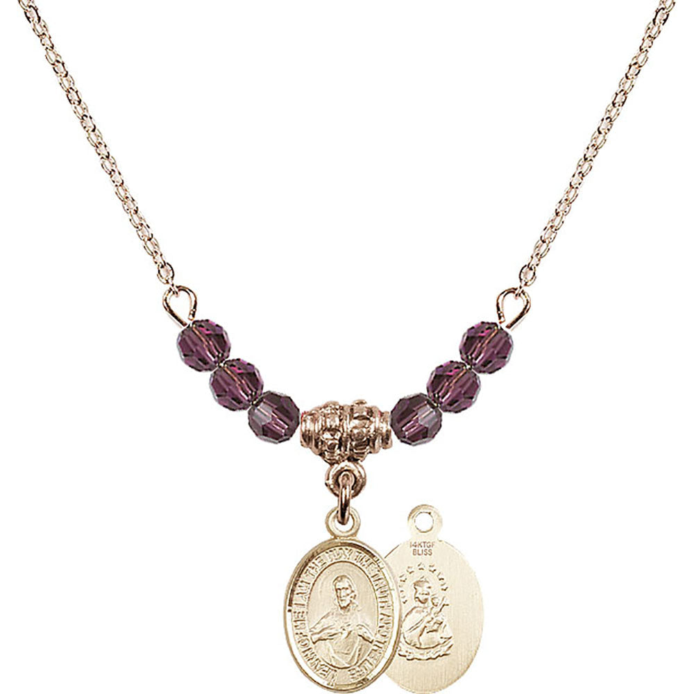 14kt Gold Filled Scapular Birthstone Necklace with Amethyst Beads - 9098