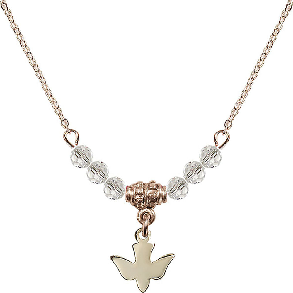 14kt Gold Filled Holy Spirit Birthstone Necklace with Crystal Beads - 0225