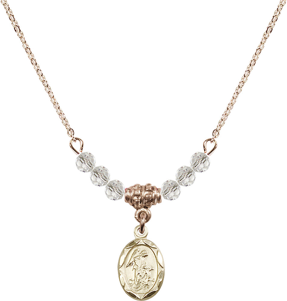 14kt Gold Filled Guardian Angel Birthstone Necklace with Crystal Beads - 0301