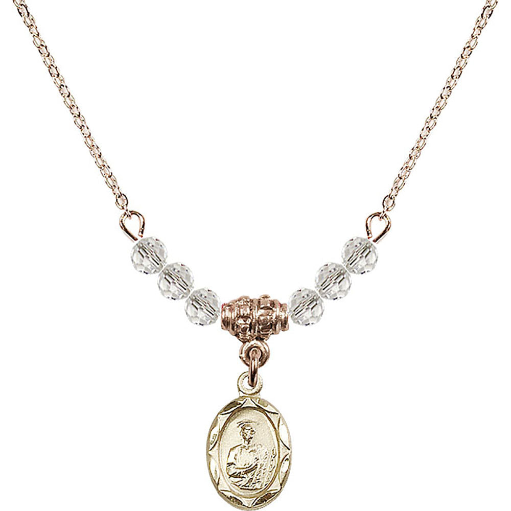 14kt Gold Filled Saint Jude Birthstone Necklace with Crystal Beads - 0301