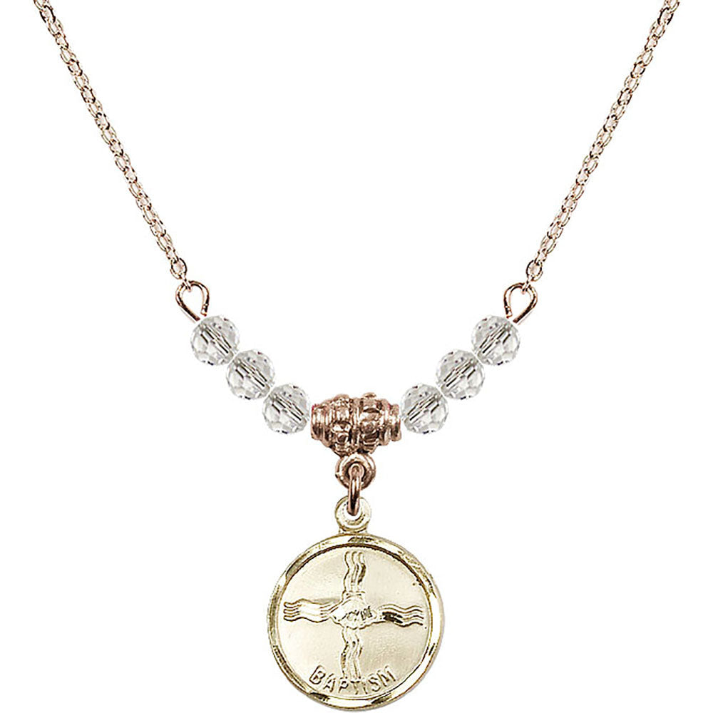 14kt Gold Filled Baptism Birthstone Necklace with Crystal Beads - 0601