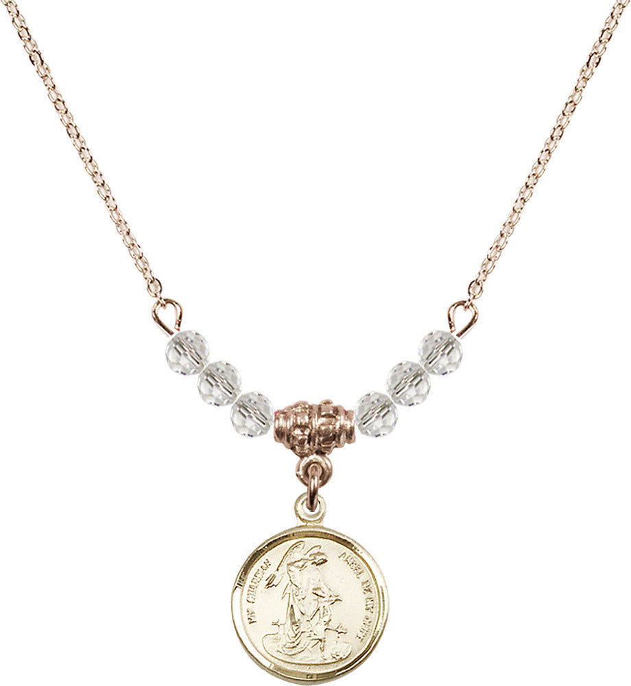 14kt Gold Filled Guardian Angel Birthstone Necklace with Crystal Beads - 0601