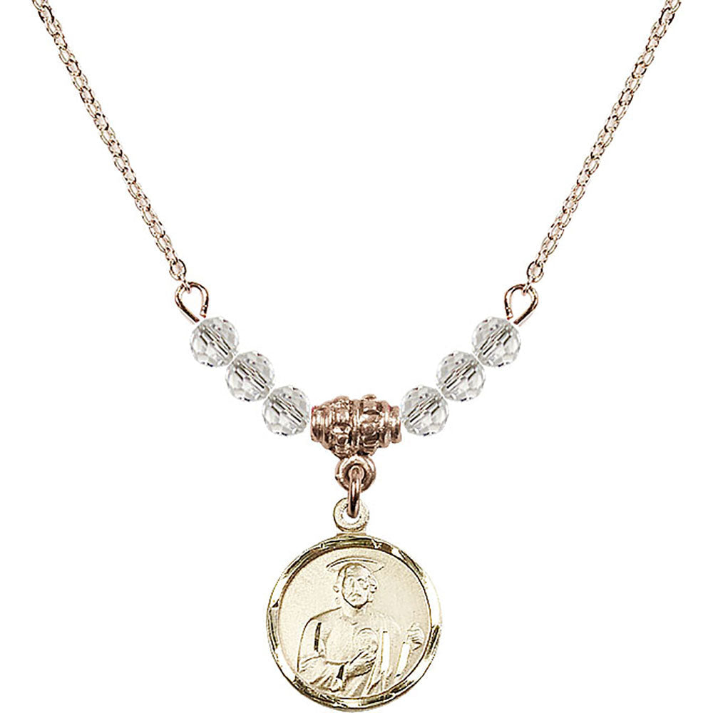 14kt Gold Filled Saint Jude Birthstone Necklace with Crystal Beads - 0601