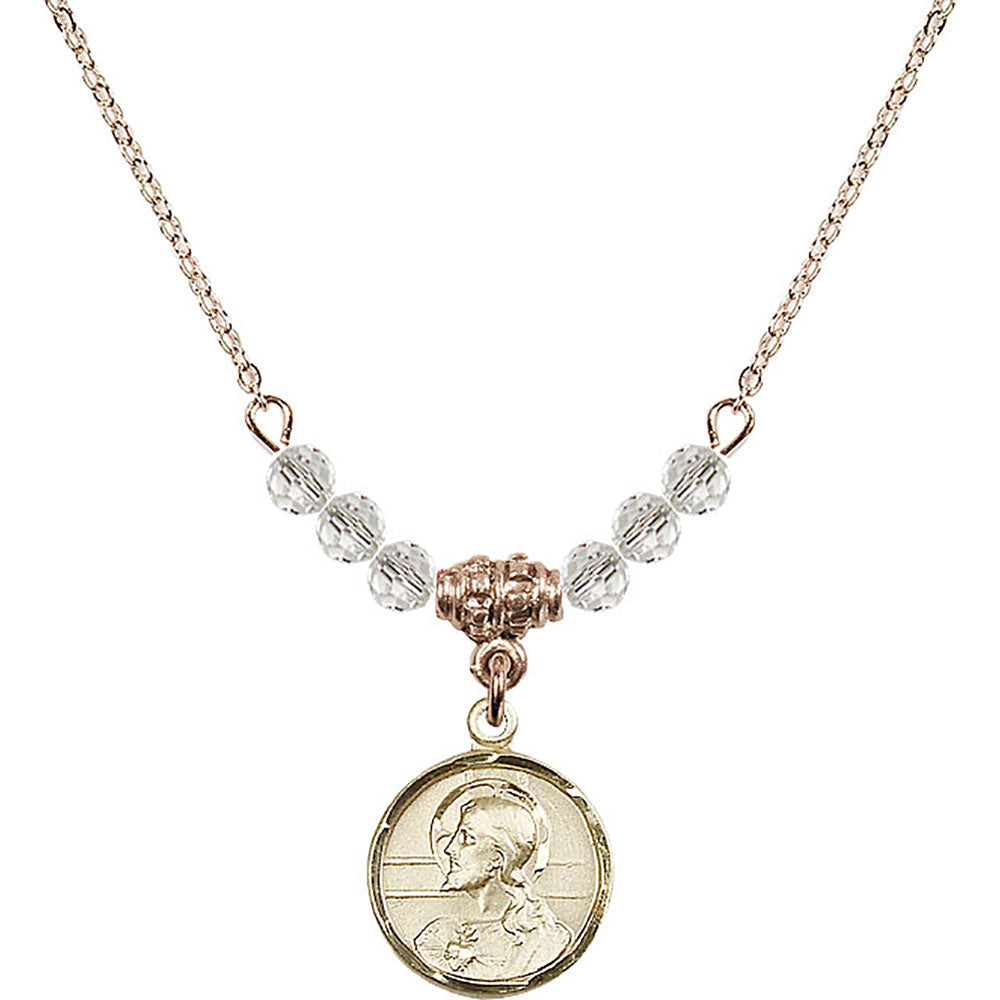 14kt Gold Filled Scapular Birthstone Necklace with Crystal Beads - 0601