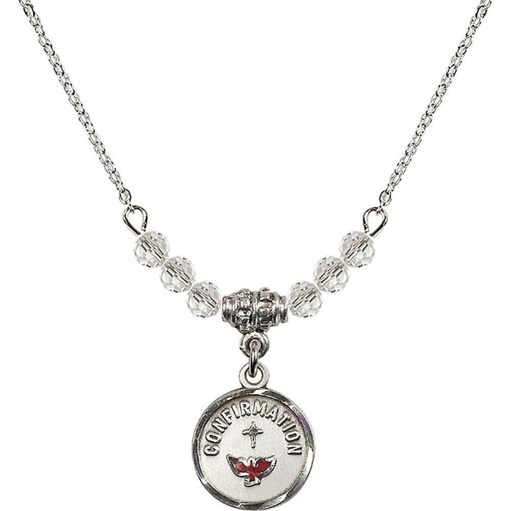 Sterling Silver Confirmation Birthstone Necklace with Crystal Beads - 0601