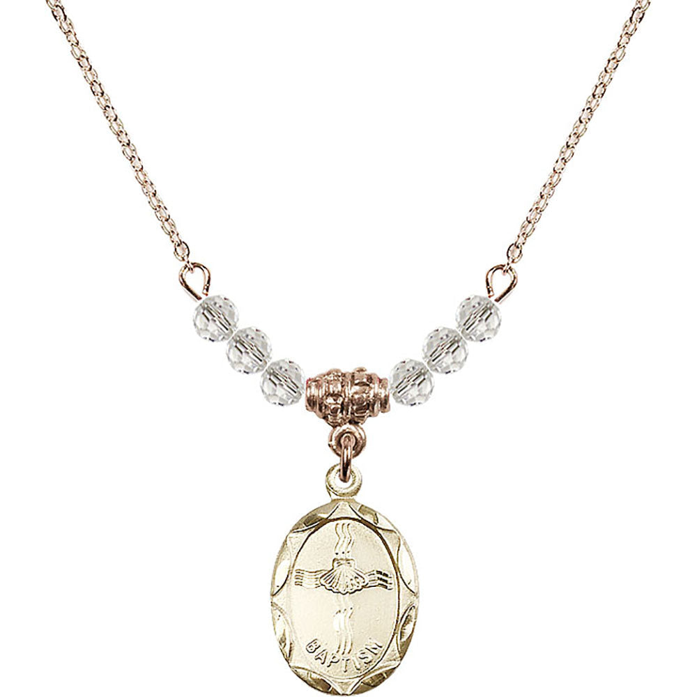14kt Gold Filled Baptism Birthstone Necklace with Crystal Beads - 0612