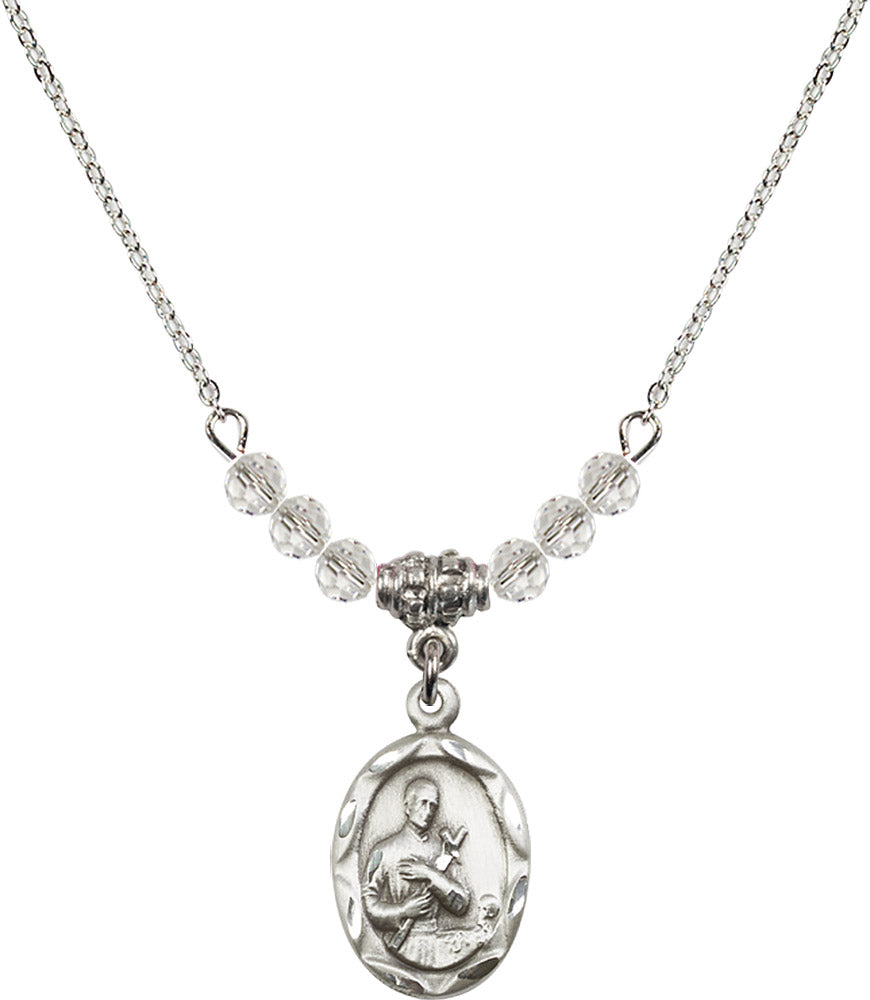 Sterling Silver Saint Gerard Birthstone Necklace with Crystal Beads - 0612