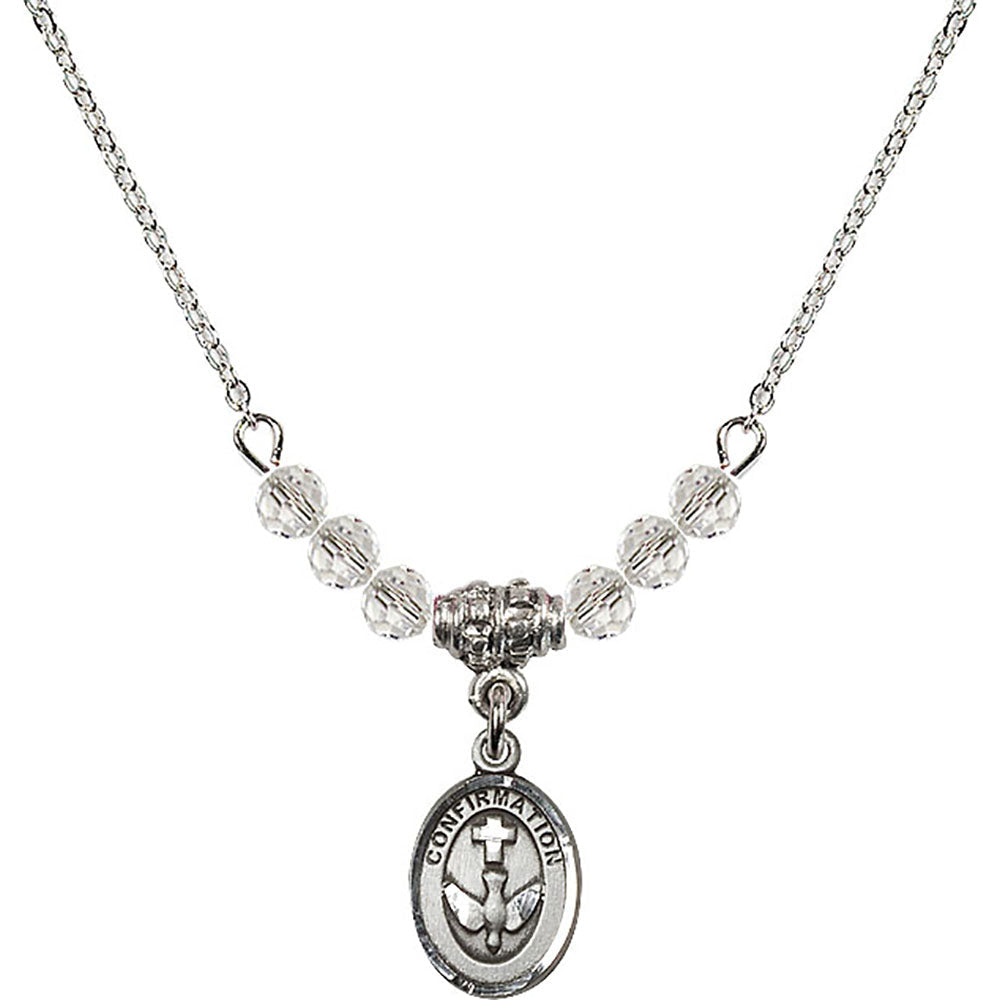 Sterling Silver Confirmation Birthstone Necklace with Crystal Beads - 0973