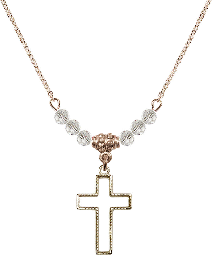 14kt Gold Filled Cross Birthstone Necklace with Crystal Beads - 1708