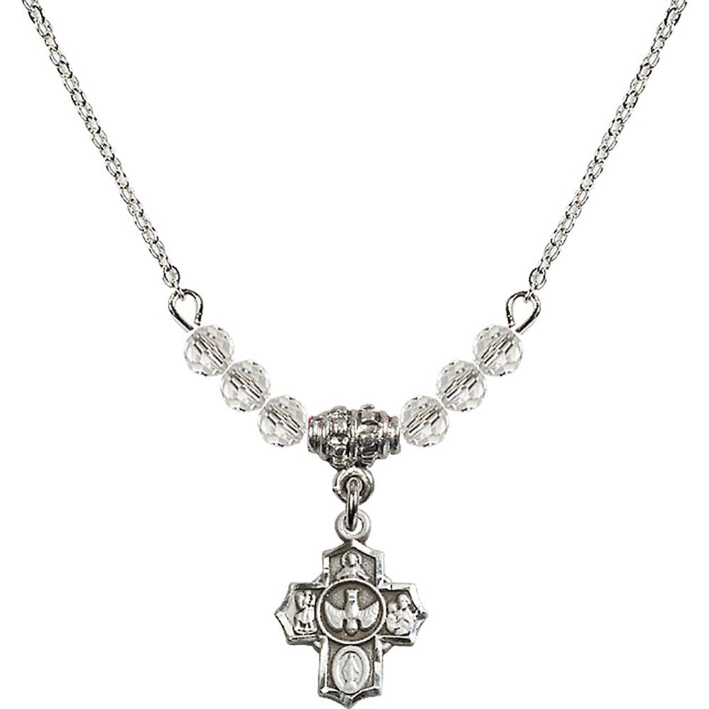 Sterling Silver 5-Way Birthstone Necklace with Crystal Beads - 3190