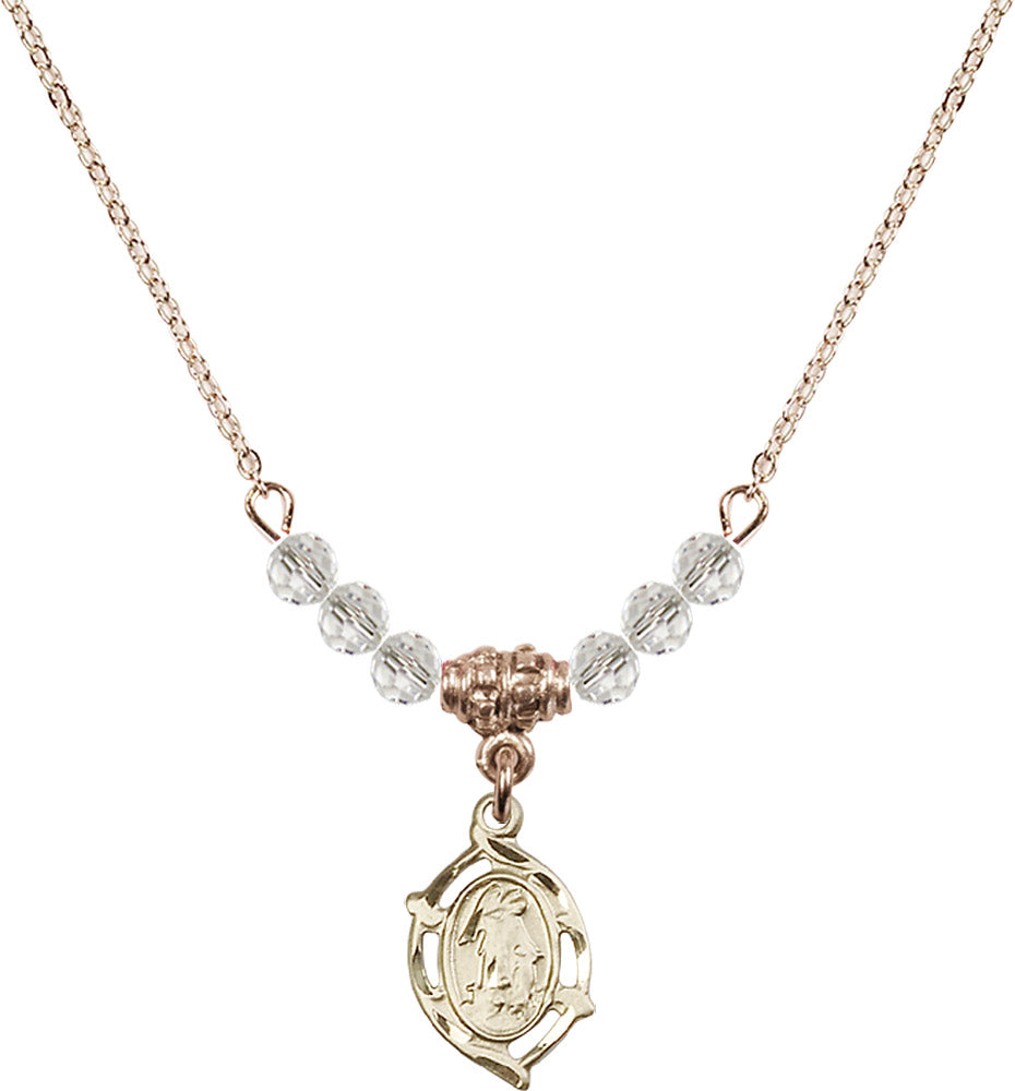 14kt Gold Filled Guardian Angel Birthstone Necklace with Crystal Beads - 4154