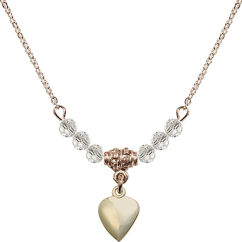 14kt Gold Filled Heart Birthstone Necklace with Crystal Beads - 4158