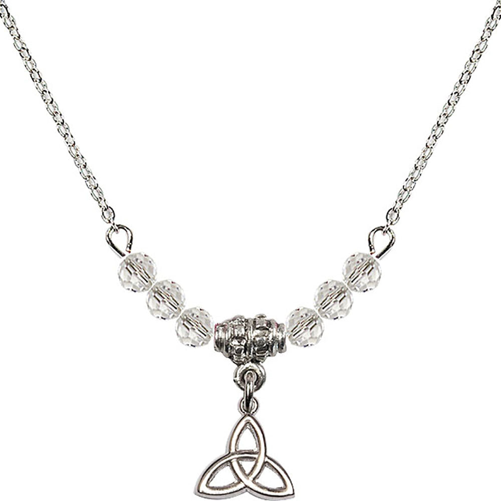 Sterling Silver Trinity Irish Knot Birthstone Necklace with Crystal Beads - 5100