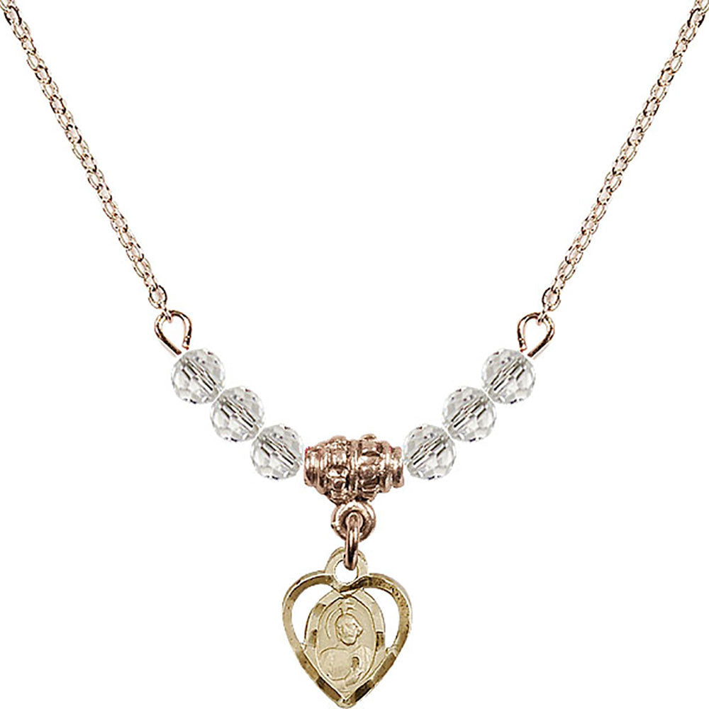 14kt Gold Filled Saint Jude Birthstone Necklace with Crystal Beads - 5404
