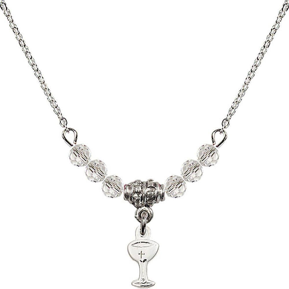 Sterling Silver Chalice Birthstone Necklace with Crystal Beads - 5614