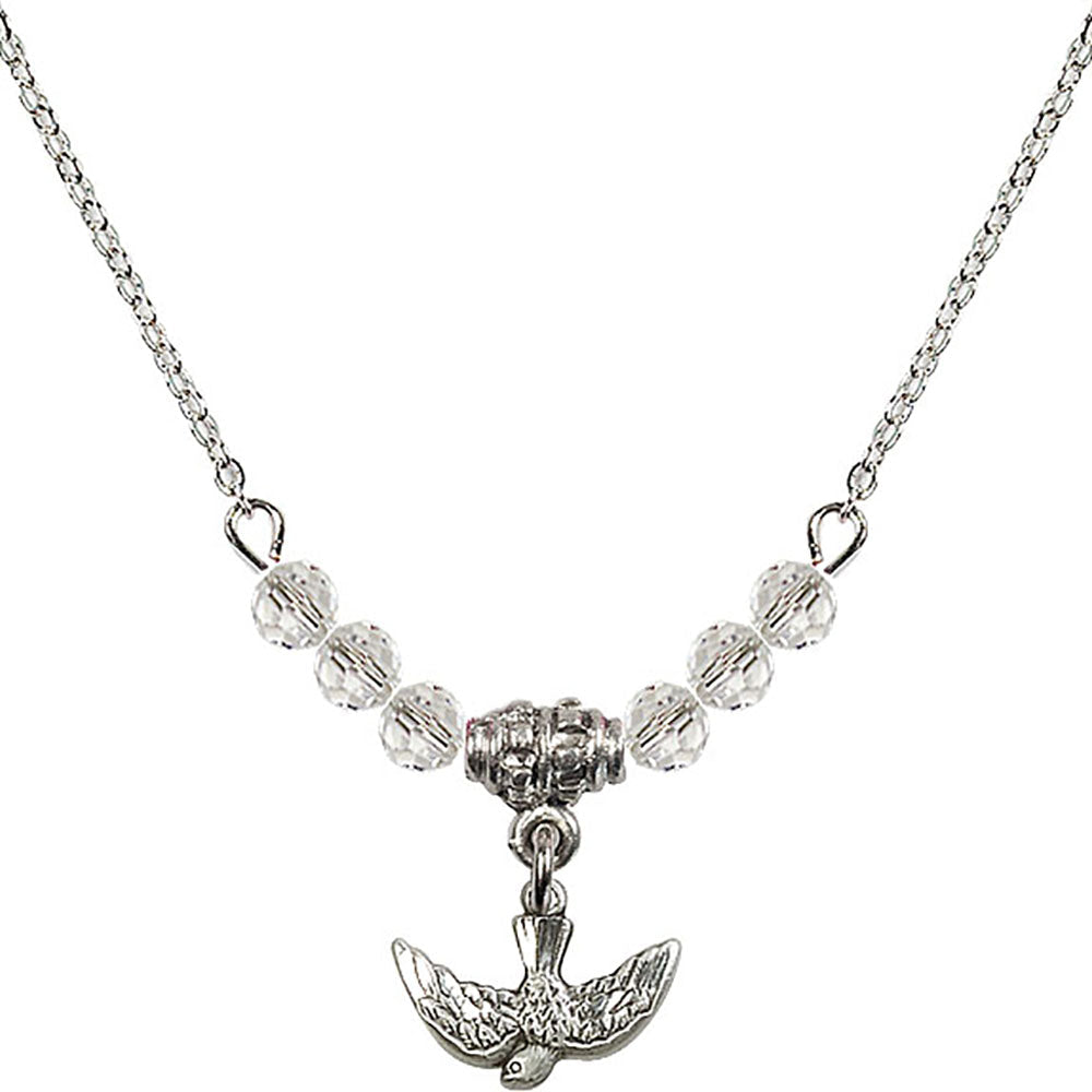 Sterling Silver Holy Spirit Birthstone Necklace with Crystal Beads - 5911