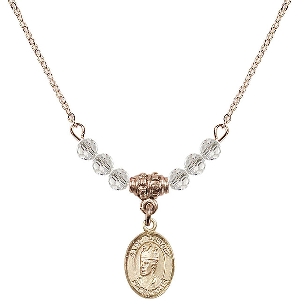 14kt Gold Filled Saint Edward the Confessor Birthstone Necklace with Crystal Beads - 9026