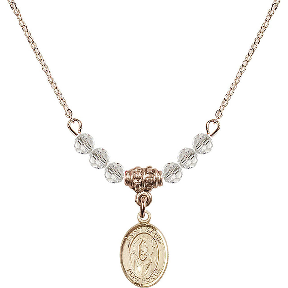 14kt Gold Filled Saint David of Wales Birthstone Necklace with Crystal Beads - 9027